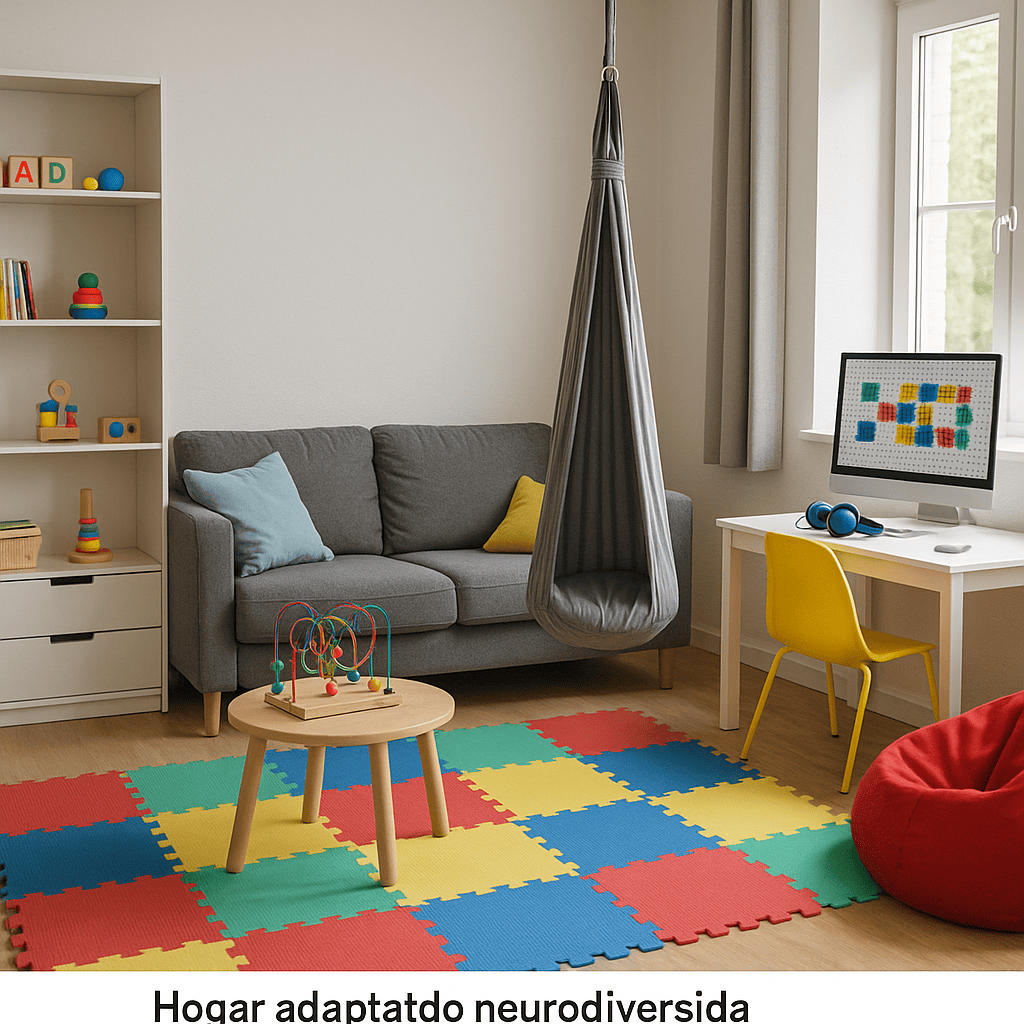 La guía completa para adaptar tu hogar a la neurodiversidad: consejos de diseño emocional, iluminación regulable, texturas amigables y espacios de calma.